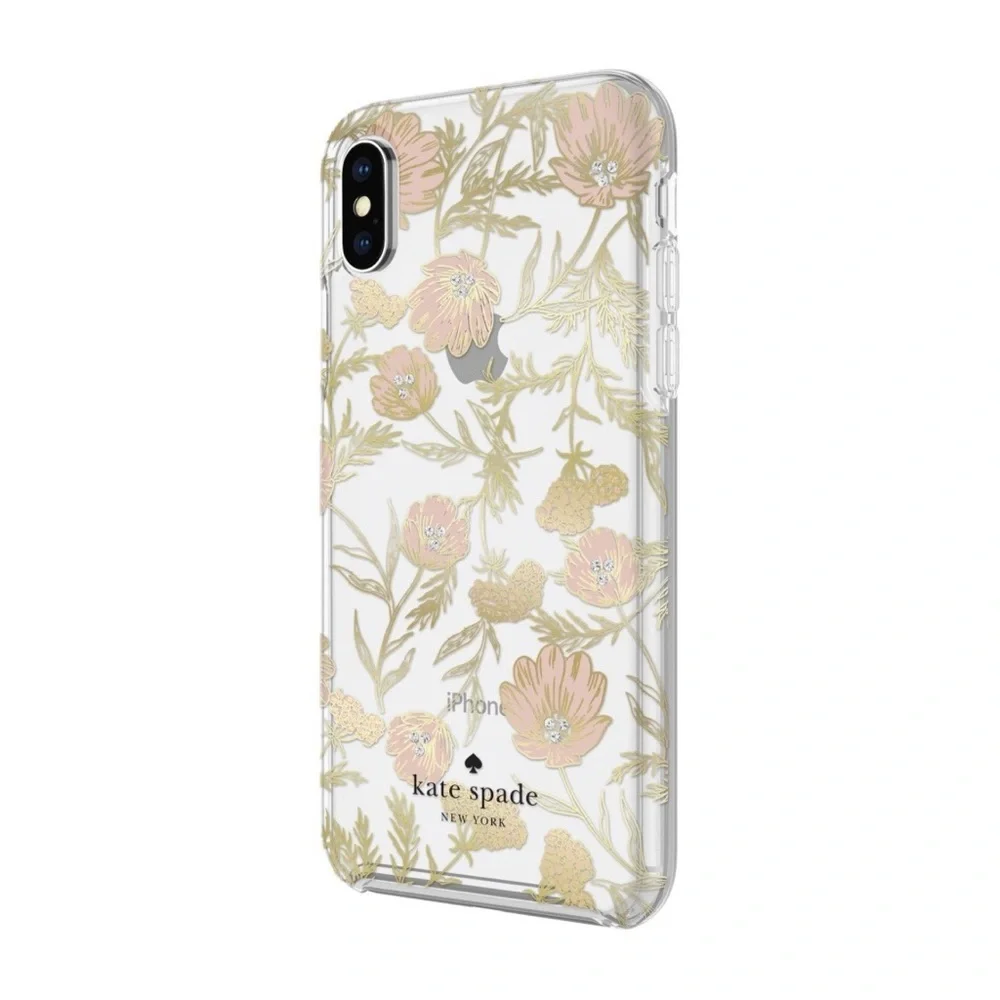 kate spade Clear Floral iPhone Case with Pink and Gold Accents